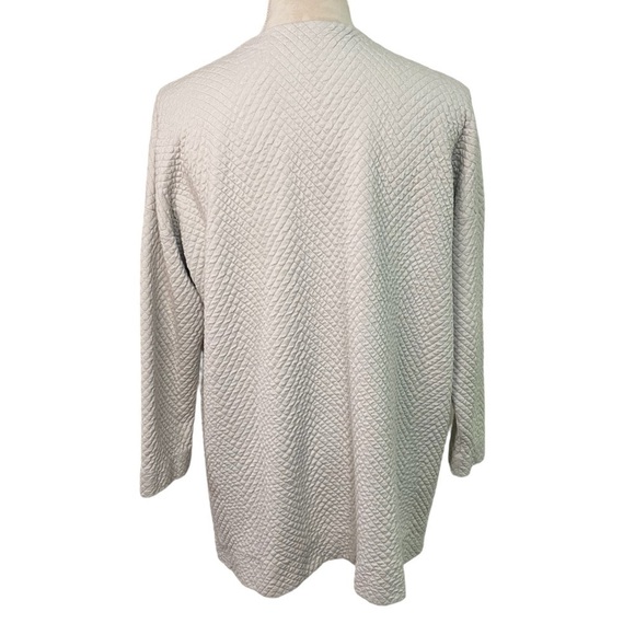 Eileen Fisher Bone Silk and Cotton Interlock Jacquard Knit Long Sleeve Jacket SP - Picture 7 of 8